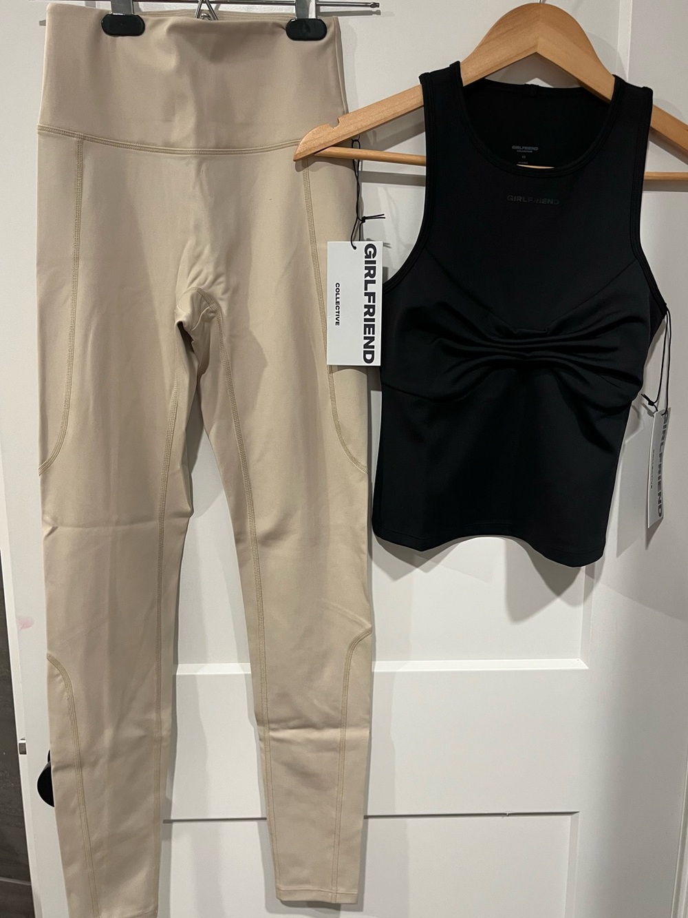 🖤 Girlfriend Collective XS 2-Piece Activewear Bundle NWT Leggings + Ruched Tank